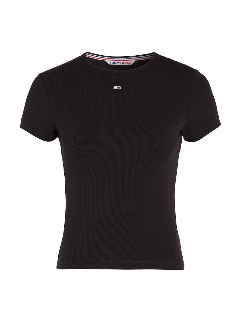 Tommy Jeans Damen T-Shirt TJW BBY ESSENTIAL RIB SS black bequem online  kaufen bei