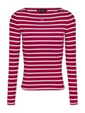 TJW BOAT NECK TOP LS brilliant berry - stripe