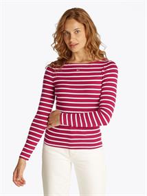 TJW BOAT NECK TOP LS brilliant berry - stripe