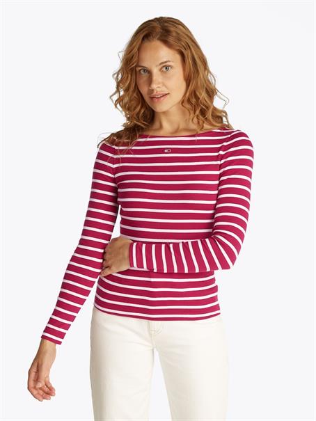 TJW BOAT NECK TOP LS brilliant berry - stripe