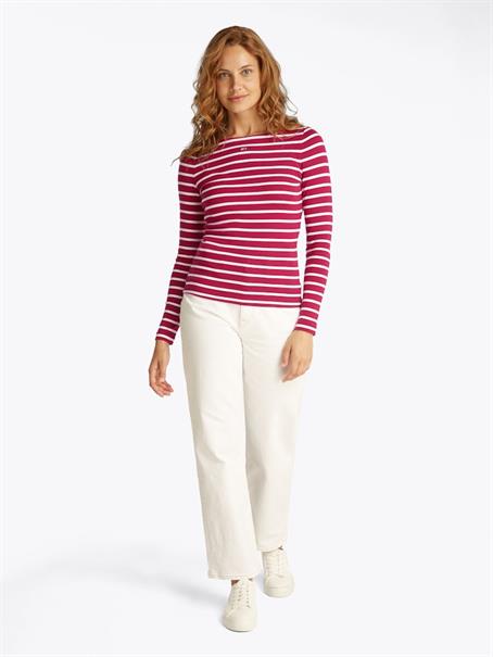 TJW BOAT NECK TOP LS brilliant berry - stripe