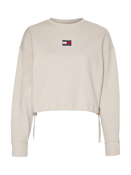 TJW BXY CROP BADGE DRAWSTR CREW stony beige