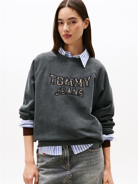 TJW BXY LEOPARD VARSITY CREW black