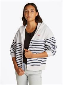 TJW BXY SCRIPT LOGO ZIP THRU ecru - navy stripe