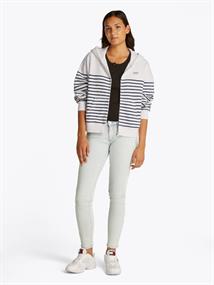 TJW BXY SCRIPT LOGO ZIP THRU ecru - navy stripe
