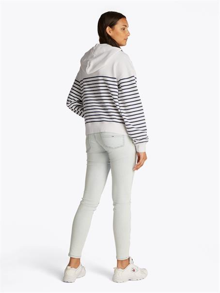 TJW BXY SCRIPT LOGO ZIP THRU ecru - navy stripe