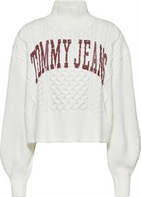 TJW CROP COLLEGE CABLE SWEATER ecru