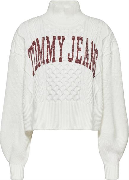 TJW CROP COLLEGE CABLE SWEATER ecru
