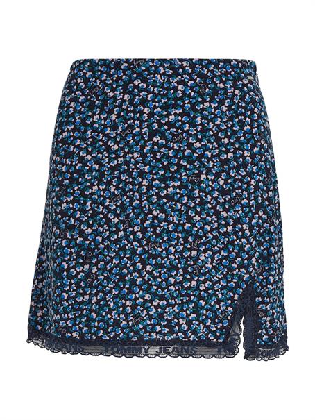 TJW DITSY FLORAL LACE MINI SKIRT blue ditsy floral print