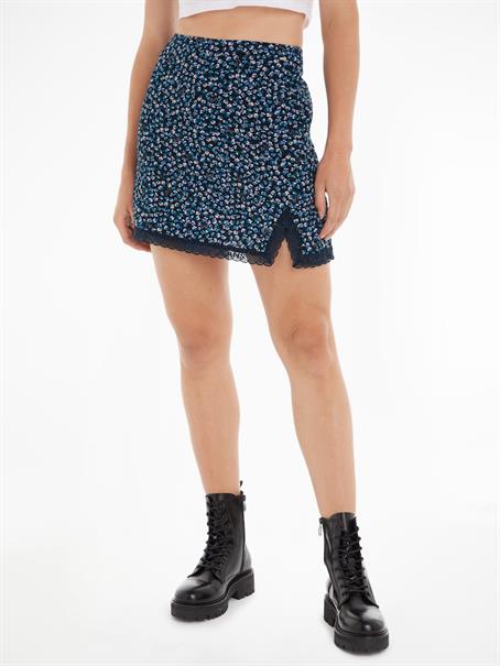 TJW DITSY FLORAL LACE MINI SKIRT blue ditsy floral print