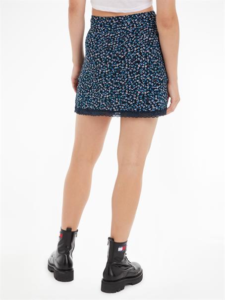 TJW DITSY FLORAL LACE MINI SKIRT blue ditsy floral print