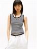 TJW ESSENTIAL RIB TANK EXT black-ecru stripe