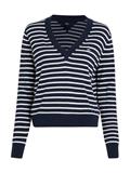 TJW ESSENTIAL VNECK SWEATER EXT navy - white stripe