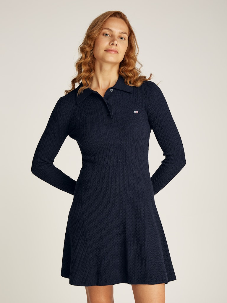 Tommy Jeans Damen Kleid TJW F F POLO CABLE SWEATER DRESS dark night navy bequem online kaufen bei Tara M