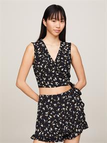 TJW FLORAL RUFFLE WRAP TOP EXT spring floral