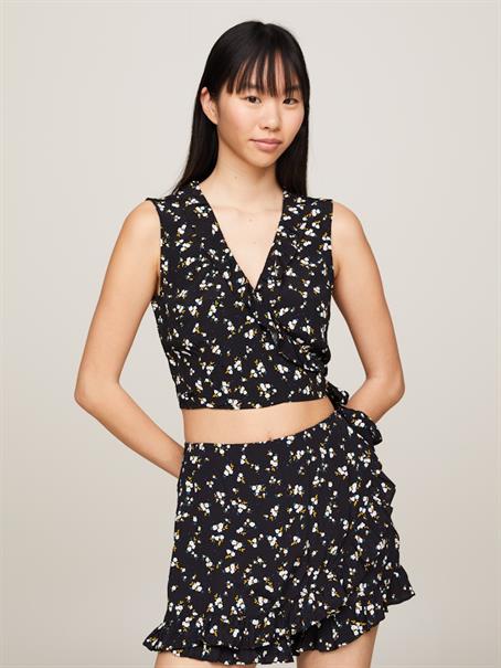 TJW FLORAL RUFFLE WRAP TOP EXT spring floral