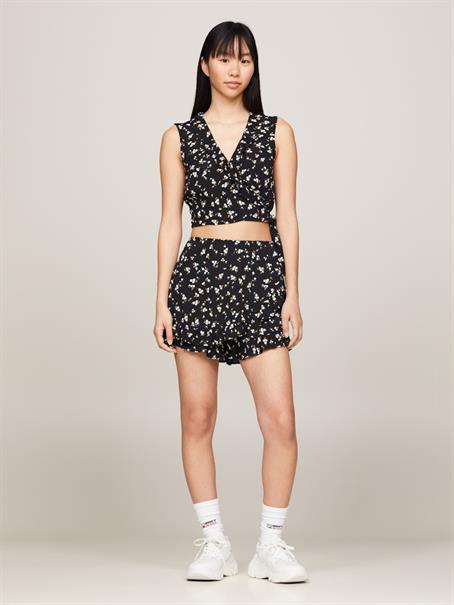 TJW FLORAL RUFFLE WRAP TOP EXT spring floral
