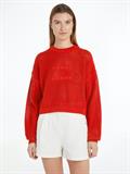 TJW OPEN STITCH FLAG SWEATER deep crimson