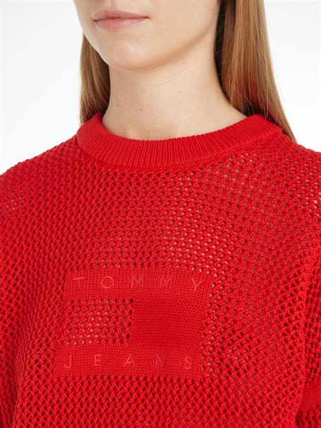 TJW OPEN STITCH FLAG SWEATER deep crimson