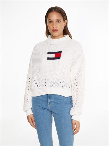 TJW OVRSZD FLAG STITCH SWEATER ecru