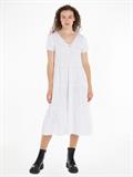 TJW POPLIN TIERED SS MIDI DRESS white