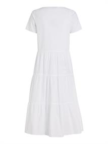 TJW POPLIN TIERED SS MIDI DRESS white