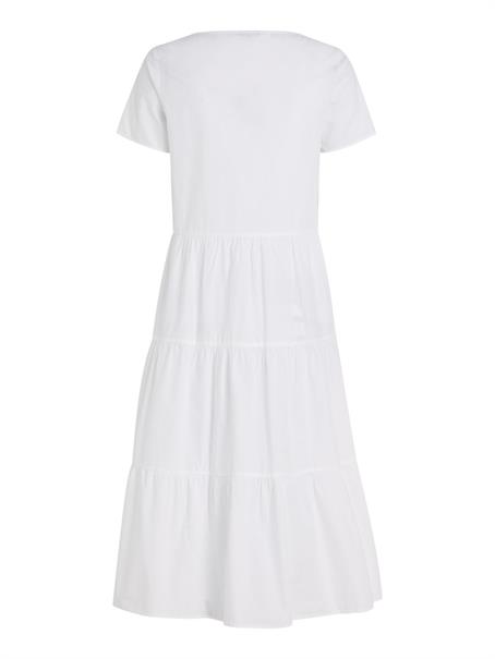 TJW POPLIN TIERED SS MIDI DRESS white