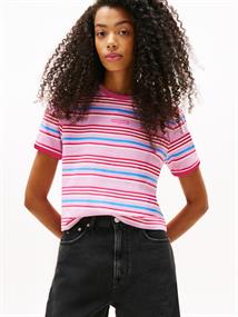 TJW REG SH SCRIPT STRIPE TEE carnival pink - stripe