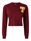 TJW RLXD CROP COLLEGIATE T LS deep rouge