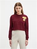 TJW RLXD CROP COLLEGIATE T LS deep rouge