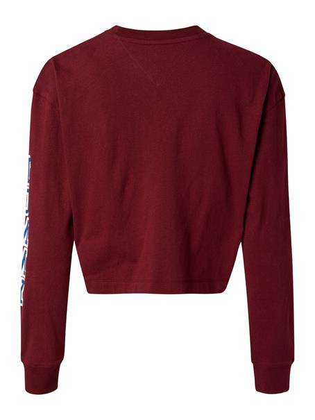 TJW RLXD CROP COLLEGIATE T LS deep rouge