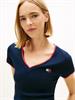 TJW SLIM BADGE V-NECK TEE dark night navy