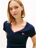 TJW SLIM BADGE V-NECK TEE dark night navy