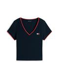 TJW SLIM BADGE V-NECK TEE dark night navy