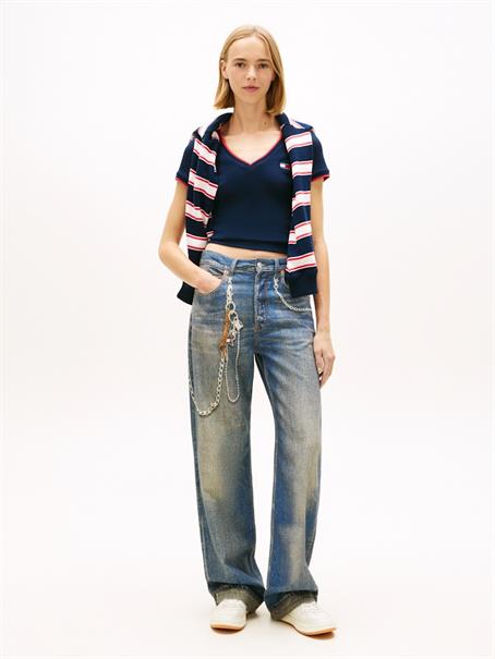 TJW SLIM BADGE V-NECK TEE dark night navy