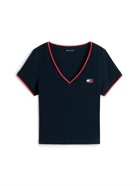 TJW SLIM BADGE V-NECK TEE dark night navy