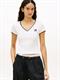 TJW SLIM BADGE V-NECK TEE ecru