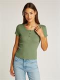 TJW SLIM BUTTON RIB C-NECK SS aruba green
