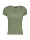 TJW SLIM BUTTON RIB C-NECK SS aruba green