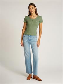 TJW SLIM BUTTON RIB C-NECK SS aruba green