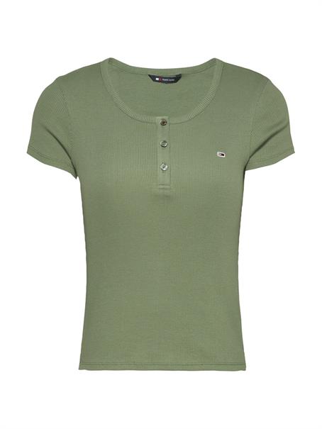 TJW SLIM BUTTON RIB C-NECK SS aruba green