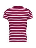 TJW SLIM BUTTON RIB C-NECK SS brilliant berry - stripe
