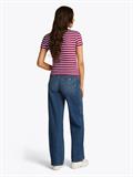 TJW SLIM BUTTON RIB C-NECK SS brilliant berry - stripe