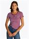 TJW SLIM BUTTON RIB C-NECK SS brilliant berry - stripe