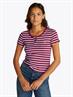 TJW SLIM BUTTON RIB C-NECK SS brilliant berry - stripe