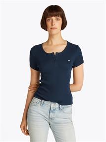 TJW SLIM BUTTON RIB C-NECK SS dark night navy