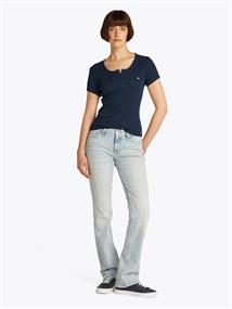 TJW SLIM BUTTON RIB C-NECK SS dark night navy