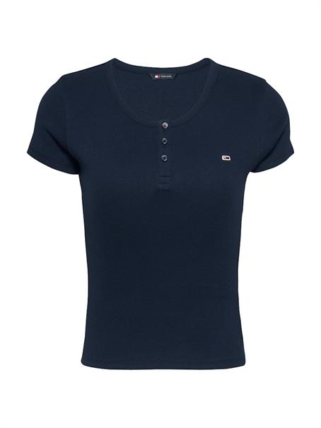 TJW SLIM BUTTON RIB C-NECK SS dark night navy