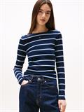 TJW SLIM ESSENTIAL RIB LS dark night navy - stripe