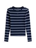 TJW SLIM ESSENTIAL RIB LS dark night navy - stripe